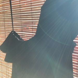 Black one shoulder mini dress